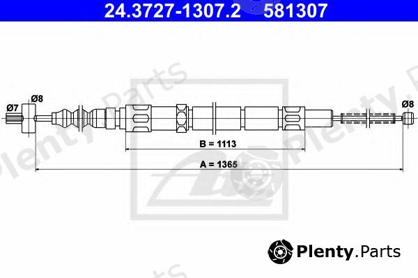  ATE part 24.3727-1307.2 (24372713072) Cable, parking brake