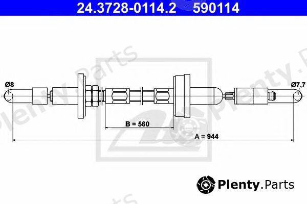  ATE part 24.3728-0114.2 (24372801142) Clutch Cable