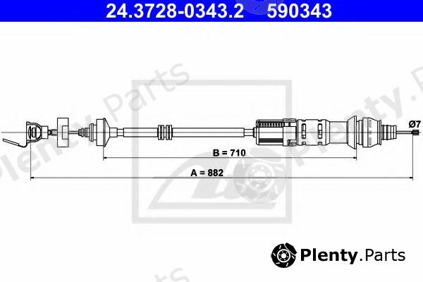  ATE part 24.3728-0343.2 (24372803432) Clutch Cable