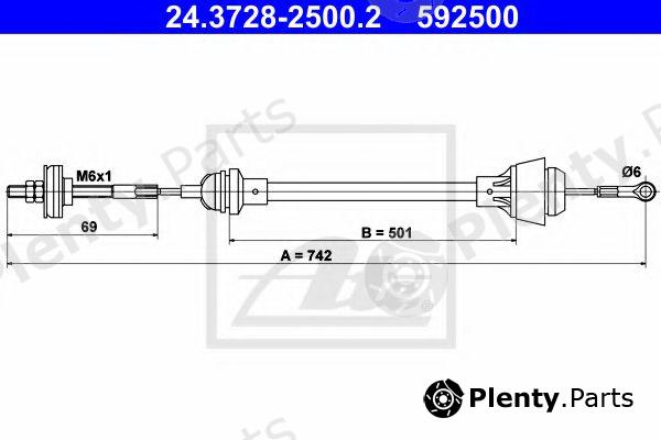  ATE part 24.3728-2500.2 (24372825002) Clutch Cable
