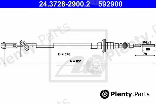  ATE part 24.3728-2900.2 (24372829002) Clutch Cable