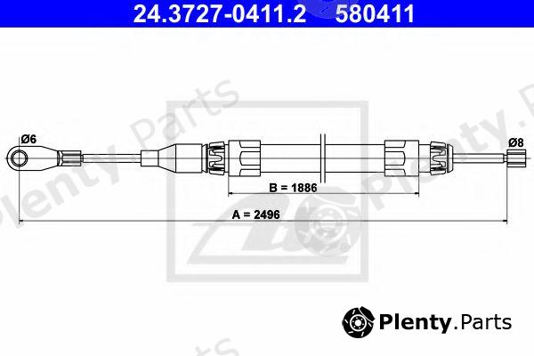  ATE part 24.3727-0411.2 (24372704112) Cable, parking brake