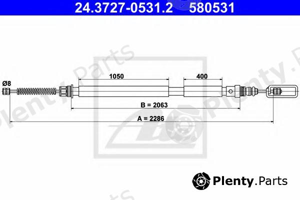  ATE part 24.3727-0531.2 (24372705312) Cable, parking brake