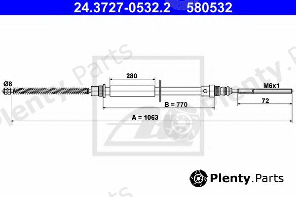  ATE part 24.3727-0532.2 (24372705322) Cable, parking brake