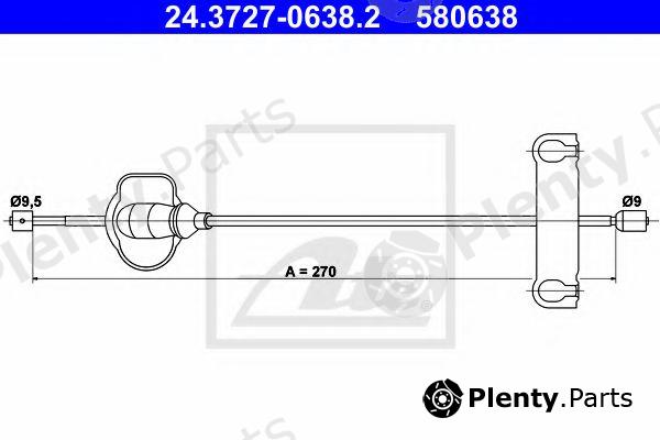  ATE part 24.3727-0638.2 (24372706382) Cable, parking brake