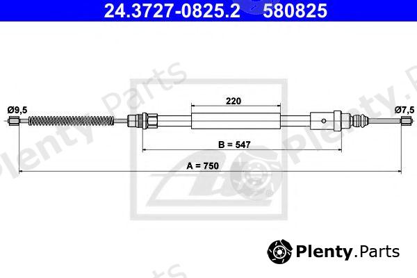  ATE part 24.3727-0825.2 (24372708252) Cable, parking brake