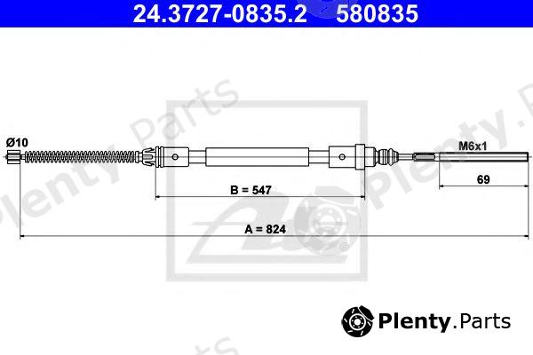  ATE part 24.3727-0835.2 (24372708352) Cable, parking brake