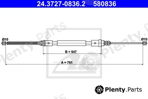  ATE part 24.3727-0836.2 (24372708362) Cable, parking brake