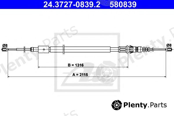  ATE part 24.3727-0839.2 (24372708392) Cable, parking brake