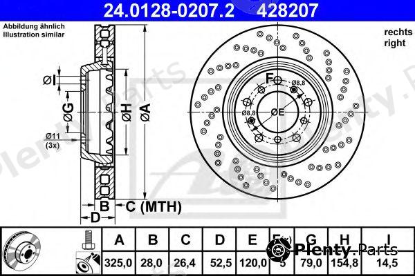  ATE part 24.0128-0207.2 (24012802072) Brake Disc