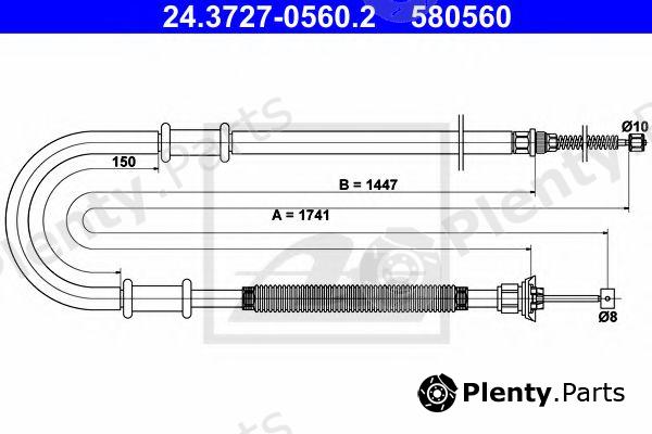  ATE part 24.3727-0560.2 (24372705602) Cable, parking brake