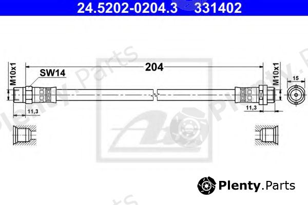  ATE part 24.5202-0204.3 (24520202043) Brake Hose