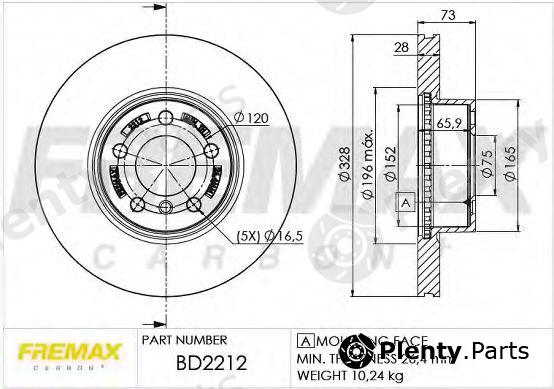  FREMAX part BD-2212 (BD2212) Brake Disc