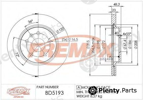  FREMAX part BD-5193 (BD5193) Brake Disc