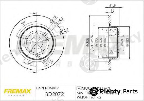 FREMAX part BD-2072 (BD2072) Brake Disc