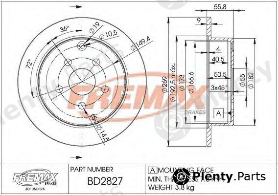  FREMAX part BD-2827 (BD2827) Brake Disc