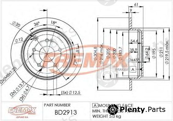  FREMAX part BD-2913 (BD2913) Brake Disc