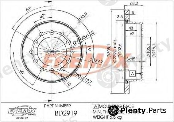  FREMAX part BD-2919 (BD2919) Brake Disc