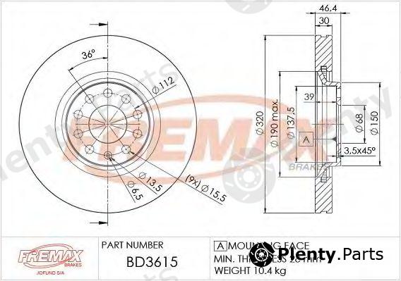  FREMAX part BD-3615 (BD3615) Brake Disc