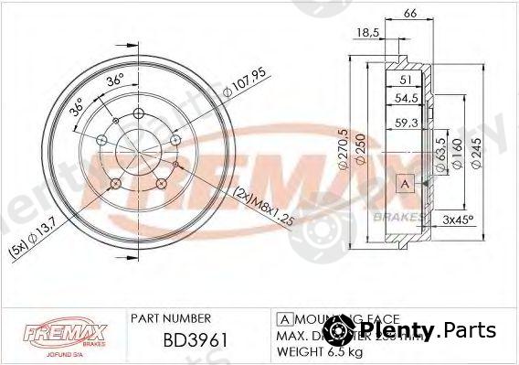  FREMAX part BD-3961 (BD3961) Brake Drum