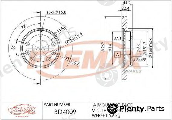  FREMAX part BD-4009 (BD4009) Brake Disc