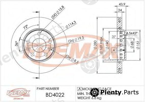  FREMAX part BD-4022 (BD4022) Brake Disc