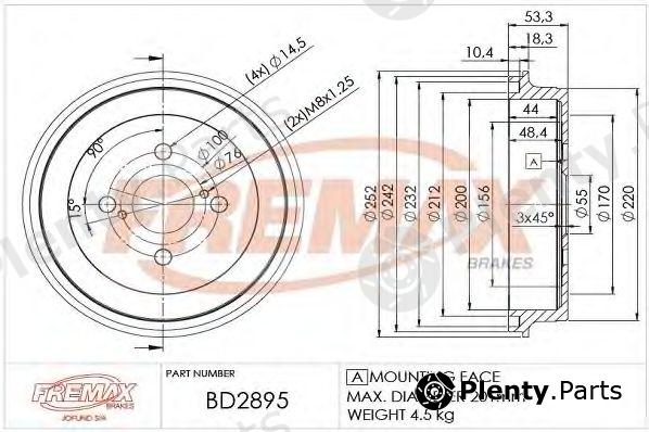  FREMAX part BD-2895 (BD2895) Brake Drum