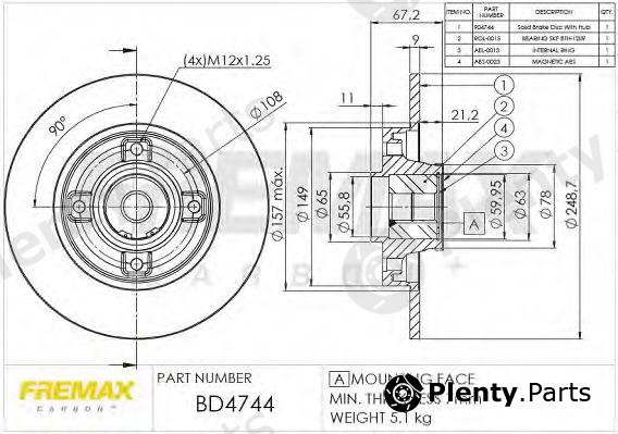  FREMAX part BD-4744 (BD4744) Brake Disc