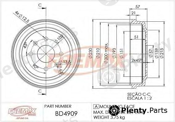  FREMAX part BD-4909 (BD4909) Brake Drum