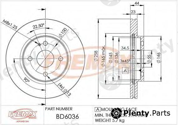  FREMAX part BD-6036 (BD6036) Brake Disc