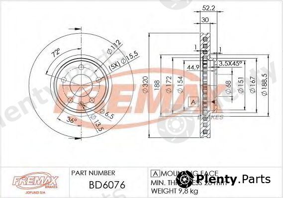 FREMAX part BD-6076 (BD6076) Brake Disc