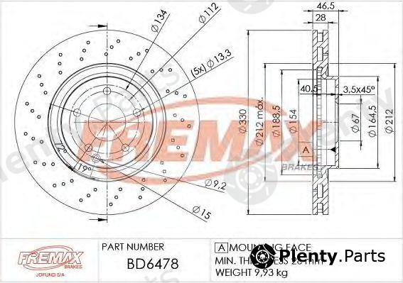  FREMAX part BD-6478 (BD6478) Brake Disc