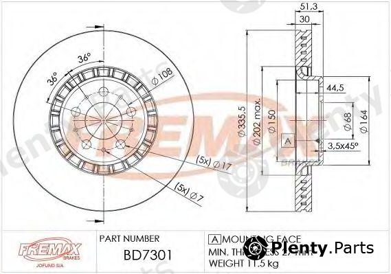  FREMAX part BD-7301 (BD7301) Brake Disc