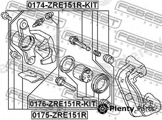  FEBEST part 0174-ZRE151R-KIT (0174ZRE151RKIT) Guide Bolt, brake caliper