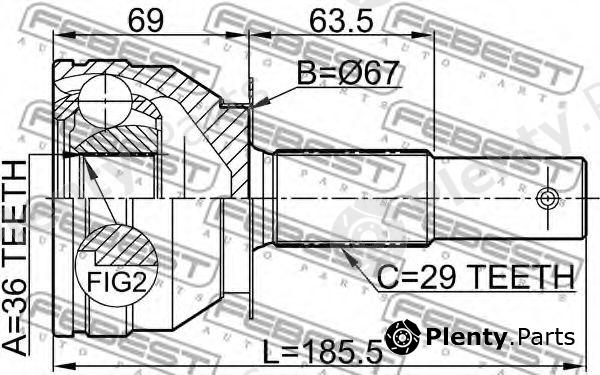  FEBEST part 0210-A60 (0210A60) Joint, drive shaft