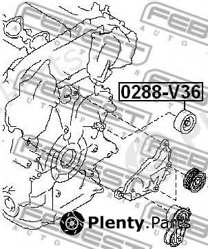  FEBEST part 0288-V36 (0288V36) Deflection/Guide Pulley, v-ribbed belt