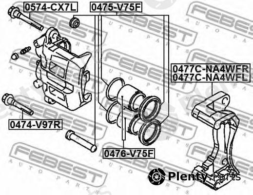  FEBEST part 0476V75F Piston, brake caliper