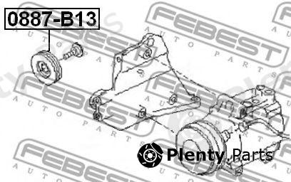  FEBEST part 0887-B13 (0887B13) Tensioner Pulley, v-ribbed belt