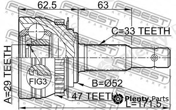  FEBEST part 1110ESPA47 Joint, drive shaft