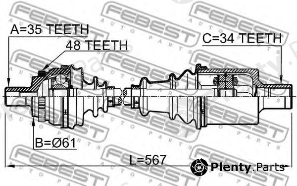  FEBEST part 1614-210LH (1614210LH) Drive Shaft