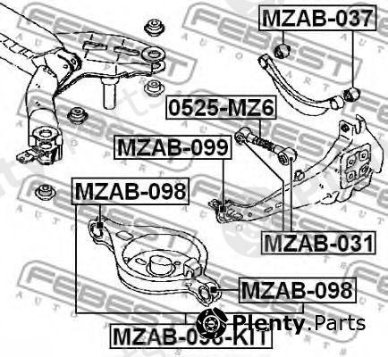  FEBEST part MZAB-098-KIT (MZAB098KIT) Control Arm-/Trailing Arm Bush