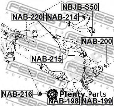  FEBEST part NAB214 Control Arm-/Trailing Arm Bush