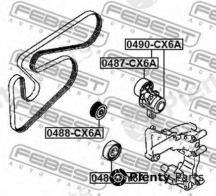  FEBEST part 0488-CY6A (0488CY6A) Deflection/Guide Pulley, v-ribbed belt