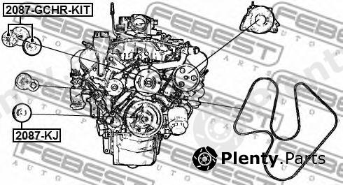  FEBEST part 2087-KJ (2087KJ) Tensioner Pulley, v-ribbed belt