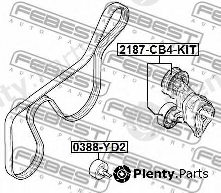  FEBEST part 2187-CB4-KIT (2187CB4KIT) Tensioner Pulley, v-ribbed belt