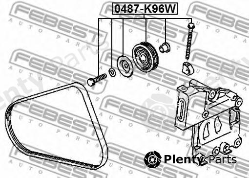  FEBEST part 0487-K96W (0487K96W) Tensioner Pulley, v-ribbed belt