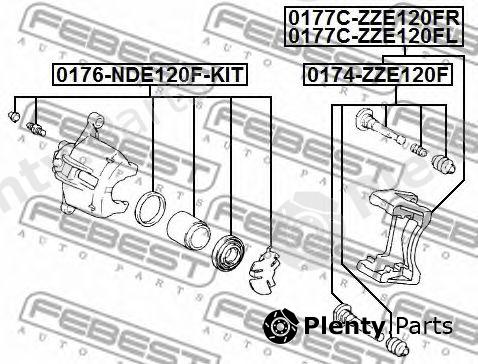  FEBEST part "0177C-ZZE120FL" (0177CZZE120FL) Brake Caliper Bracket Set