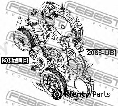  FEBEST part 2087-LIB (2087LIB) Tensioner Pulley, v-ribbed belt