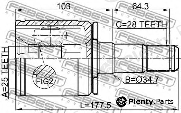  FEBEST part 0411-PD4WLH (0411PD4WLH) Joint, drive shaft