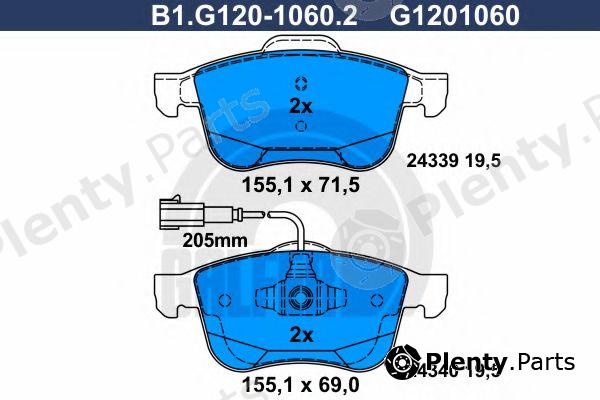 GALFER part B1.G120-1060.2 (B1G12010602) Brake Pad Set, disc brake